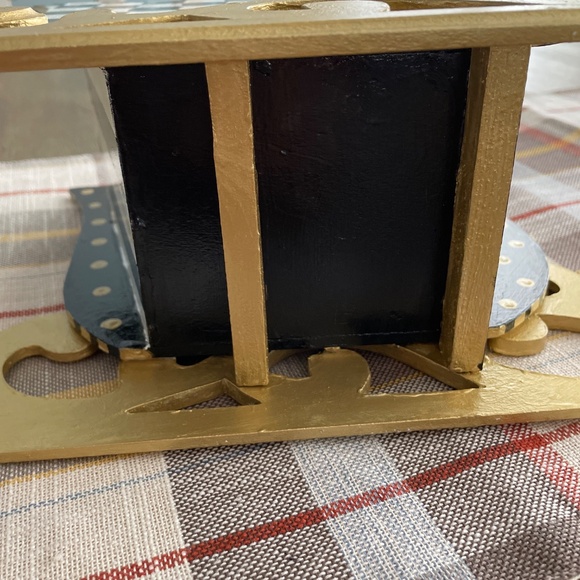 Mackenzie Childs Pattern Hand Painted Sleigh Black, White & Gold - Picture 7 of 7